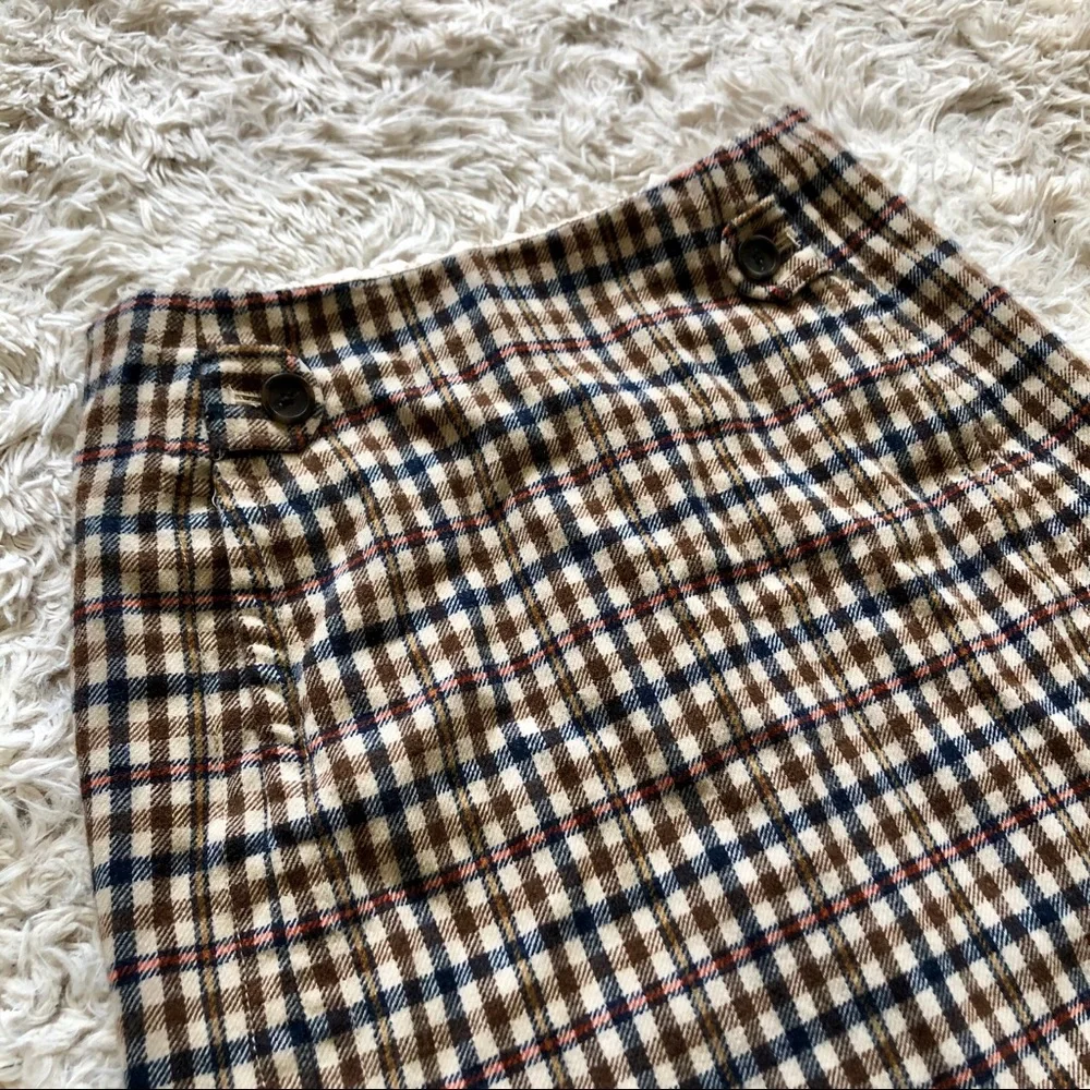 BANANA REPUBLIC FACTORY • Wool Plaid Skirt • Tan - Picture 2 of 6